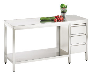Arbeitstisch mit Grundboden und Schubladenblock rechts - 2100 mm x 1450 mm x 850 mm