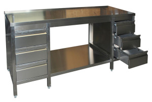 Arbeitstisch mit Grundboden, Schubladenblock links und rechts - 1200 mm x 700 mm x 850 mm