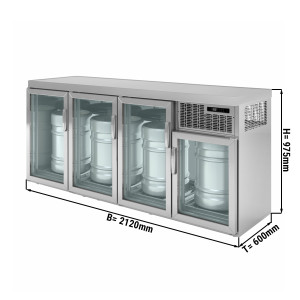 Fasskühler - 4x50 L Fässer - 2100x600mm - mit 4 Glastüren