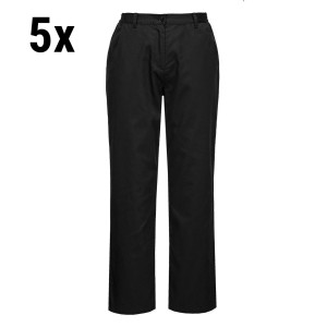 (5 Stück) Damen Kochhose Basic - Schwarz - Größe: XL
