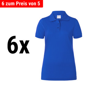 (6 Stück) KARLOWSKY | Damen Workwear Poloshirt Basic - Blau - Größe: S