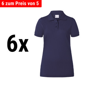 (6 Stück) KARLOWSKY | Damen Workwear Poloshirt Basic - Marine - Größe: XL
