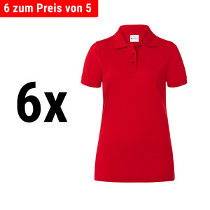 (6 Stück) KARLOWSKY | Damen Workwear Poloshirt Basic - Rot - Größe: S