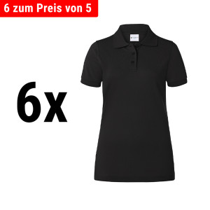 (6 Stück) KARLOWSKY | Damen Workwear Poloshirt Basic - Schwarz - Größe: S