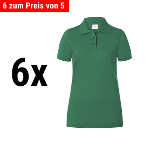 (6 Stück) KARLOWSKY | Damen Workwear Poloshirt Basic - Waldgrün - Größe: XS