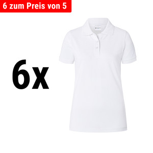 (6 Stück) KARLOWSKY | Damen Workwear Poloshirt Basic - Weiß - Größe: XS