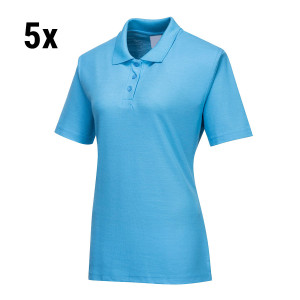 (5 Stück) Damen Poloshirt - Sky Blue - Größe: XS