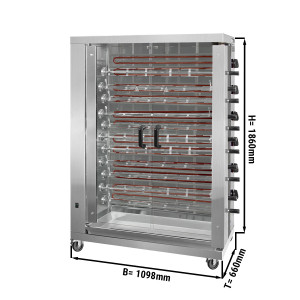 Elektro Hähnchengrill ECO mit 11 Spießen für 66 Hähnchen - 1098 x 660 x 1860 mm