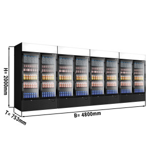 (4 Stück) Getränkekühlschrank - 4800 Liter - rahmenloses Design - 8 Glastüren & Werbedisplay