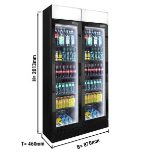 (2 Stück) Getränkekühlschrank - 290 Liter - rahmenloses Design - 2 Glastüren & Werbedisplay