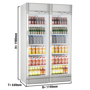 (2 Stück) Getränkekühlschrank - 690 Liter - 2 Glastüren & Werbedisplay