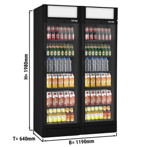 (2 Stück) Getränkekühlschrank - 690 Liter - 2 Glastüren & Werbedisplay