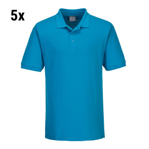 (5 Stück) Herren Poloshirt - Wasserblau - Größe: S