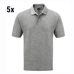 (5 Stück) Herren Poloshirt - Metallgrau - Größe: XL