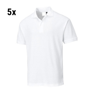(5 Stück) Herren Poloshirt - Weiß - Größe: S