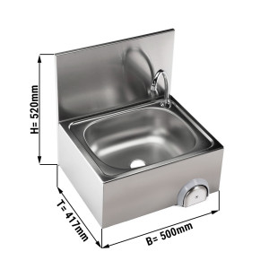 Handwaschbecken 50x40cm mit Mischbatterie (Kalt- & Warmwasseranschluss)