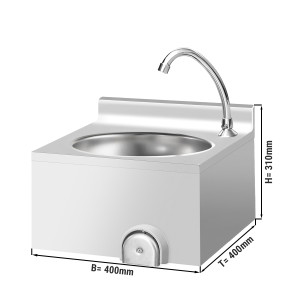 Handwaschbecken 40 x 40 cm - mit Mischbatterie (Kalt- & Warmwasseranschluss) - 