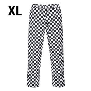 Unisex Kochhose - Schwarz / Weiß - Größe: XL - Schachbrettdesign - mit 3 Taschen
