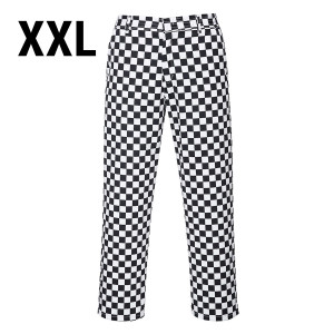 Unisex Kochhose - Schwarz / Weiß - Größe: XXL - Schachbrettdesign - mit 3 Taschen
