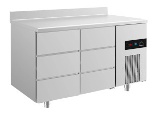 Kühltisch -2 bis +8°C 1400x700x850mm mit 2x drei Schubladen