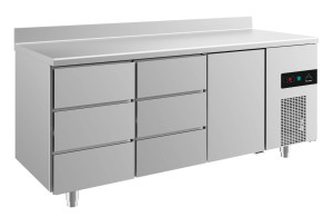 Kühltisch -2 bis +8°C 1865x700x850mm mit 1x Tür und 2x drei Schubladen