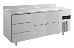 Kühltisch -2 bis +8°C 1865x700x850mm mit 2x zwei Schubladen und 1x drei Schubladen