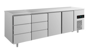 Kühltisch -2 bis +8°C 2330x700x850mm mit 2x Türen und 2x drei Schubladen