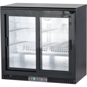 Stalgast, schwarzer Bar-Kühlschrank GT53UB mit 2 Glasschiebetüren, 202 Liter