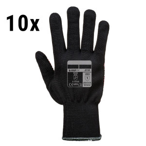(10 Paar) PVC Noppen Handschuh - Schwarz/ Rot - Größe: L - mit Strickbündchen für Komfort & Wärme