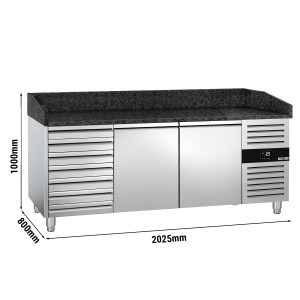 Pizzakühltisch PREMIUM - 2000x800mm - mit 2 Türen & 7 Schubladen