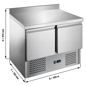  Saladette / Pizzakühltisch ECO - 0,9 x 0,7 m - mit 2 Türen & Aufkantung