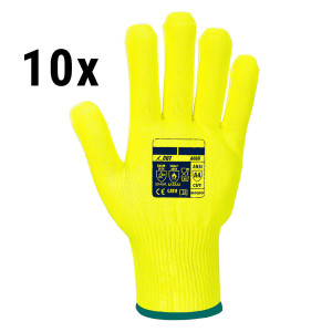 (10 Paar) Schnittschutzhandschuhe Pro Cut - Gelb - Größe: M - Schnittschutz Level: D - geeignet für Links- und Rechtshänder