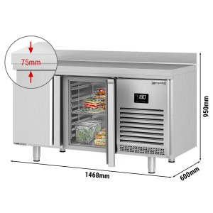 Tiefkühltisch PREMIUM PLUS - 1468x600mm - mit 2 Türen & mit Aufkantung
