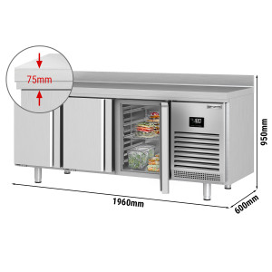 Tiefkühltisch PREMIUM PLUS - 1960x600mm - mit 3 Türen & mit Aufkantung