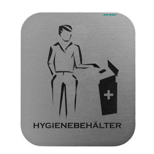 AIR-WOLF | Türschild "Hygienebehälter" - selbstklebend - Edelstahl