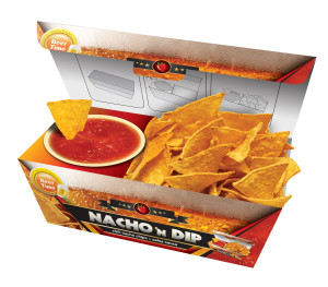Nacho Box Salsa Convenience Food Snackschale mit Nachos und Soße