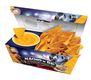Nacho Box Cheese Convenience Food Snackschale mit Nachos und Soße