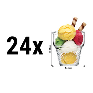 (24 Stück) Mini Cornet Eisbecher - 0,245 Liter