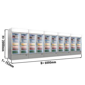 (5 Stück) Getränkekühlschrank - 6000 Liter - rahmenloses Design - 10 Glastüren & Werbedisplay