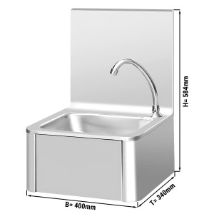 Handwaschbecken 40 x 34 cm - mit Mischbatterie (Kalt- & Warmwasseranschluss) - 
