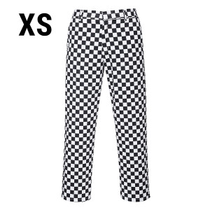 Unisex Kochhose - Schwarz / Weiß - Größe: XS - Schachbrettdesign - mit 3 Taschen