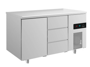 Kühltisch -2 bis +8°C 1400x700x850mm mit 1x Tür und 1x drei Schubladen