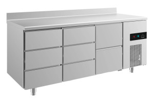 Kühltisch -2 bis +8°C 1865x700x850mm mit 1x zwei Schubladen und 2x drei Schubladen