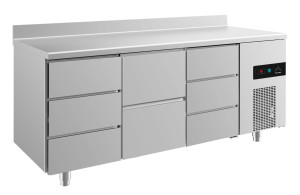 Kühltisch -2 bis +8°C 1865x700x850mm mit 1x zwei Schubladen und 2x drei Schubladen