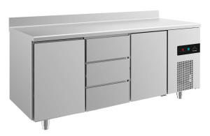 Kühltisch -2 bis +8°C 1865x700x850mm mit 2x Türen und 1x drei Schubladen