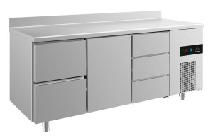 Kühltisch -2 bis +8°C 1865x700x850mm mit 1x Tür, 1x zwei Schubladen und 1x drei Schubladen