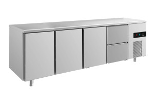 Kühltisch -2 bis +8°C 2330x700x850mm mit 3x Türen und 1x zwei Schubladen