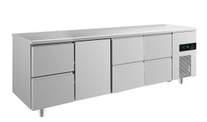 Kühltisch -2 bis +8°C 2330x700x850mm mit 1x Tür und 3x zwei Schubladen