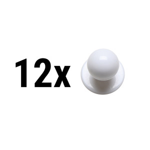 (12 Stück) Kugelknöpfe - Weiß - aus Kunststoff