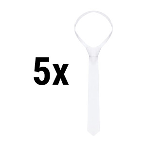 (5 Stück) KARLOWSKY | Krawatte - 148 x 6,5 cm - Weiß